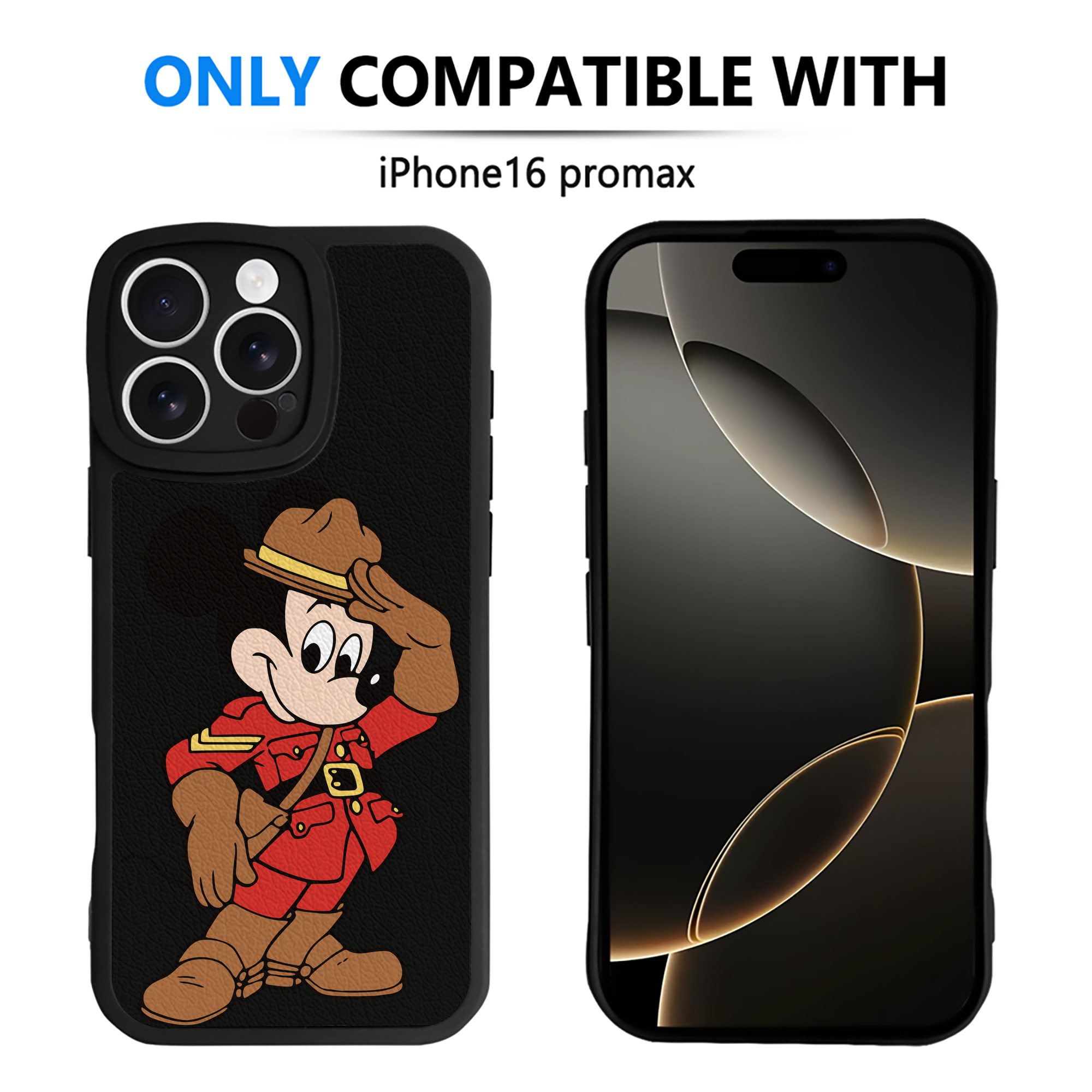 （画像用） ミッキーマウス Mickey Mouse 【iPhone 16シリーズ対応】シリコンスマホケース（レザー調） 材質：シリコン